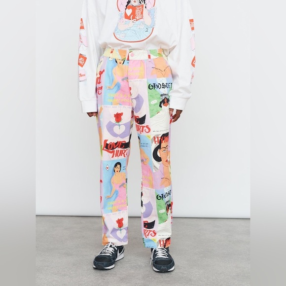 Lazy Oaf x Laura Callaghan Cover To Cover Unisex Pants Size 26 - Picture 1 of 16